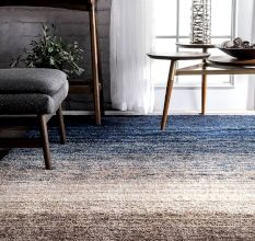 Handmade Navy Geometric Hall Rug